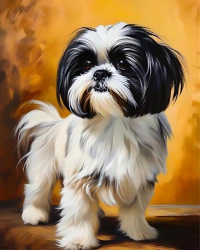 Brennora 5D Diamond Painting Set Shih Tzu Erwachsene DIY-Mosaik Arts Crystal Strass Kunsthandwerk für Zuhause Wand Dekor 40x50 cm von Brennora