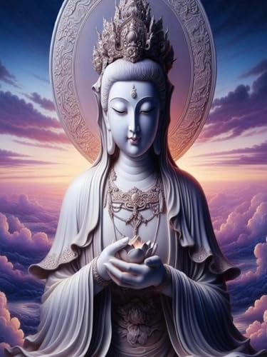 Brennora Vorgedruckt Kreuzstich Set 11CT Stickerei Leinwand kit Guanyin-Statue DIY Kunst für Anfänger Kinder Heimdekoration 40x50 cm von Brennora