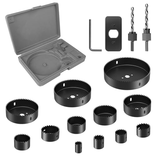 Brevanza 16 PCS Lochsäge 19-127mm, Lochbohrer Set mit Sechskant Schaft und Zentrierenden Metallbohrern, Lochfräser Metall Schwarz Ideal zum Bohren von Weichholz PVC-Platte und Kunststoffplatte von Brevanza