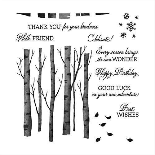 5,9 x 5,9 Zoll Winter Holz Gefallene Blätter Beste Wünsche Gefühle Durchsichtiger Gummi Silikon Stempel DIY Scrapbooking Prägen Stempeln Handwerk Kartenherstellung Freund Geschenkkarte Schneeflocke von Briartw