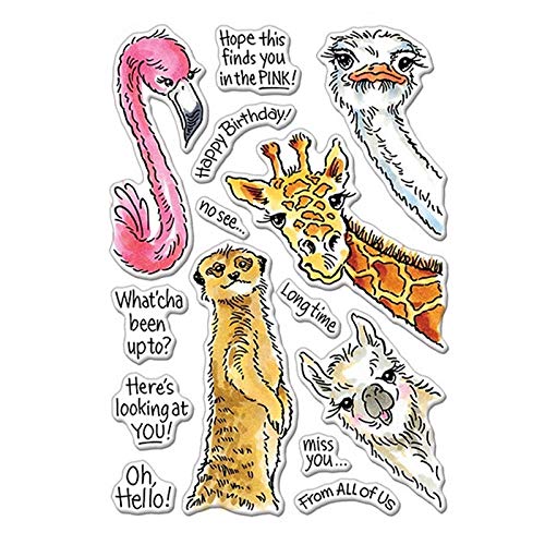 Animals is Watching You Stanzschablonen und Stempel-Sets für Kartenherstellung, Giraffe, Flamingo, Hunde, Schlangen, transparenter Gummistempel, Metall-Stanzformen für DIY Scrapbooking von Briartw