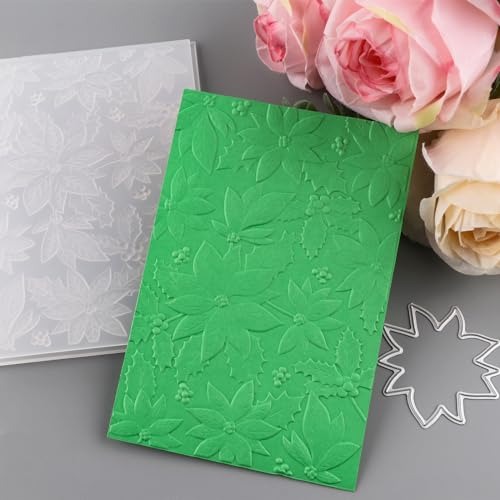 Briartw 3D-Prägeschablone für Kartenherstellung, Weihnachtsstern, transparente Kunststoff-Textur, verblasst Prägeschablone für Scrapbooking und andere Papierbastelalben, Briefmarken, DIY-Dekoration von Briartw