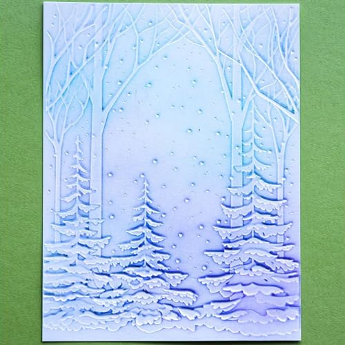 Briartw 3D-Prägeschablone für Kartenherstellung, verschneiter Weihnachtsbaum, transparente Kunststoff-Textur, verblasst Prägeschablone für Scrapbooking und andere Papierbastelalben, Briefmarken, von Briartw