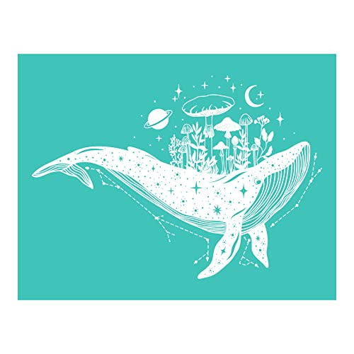 Briartw Whale Siebdruck-Schablone, wiederverwendbar, selbstklebend, Siebdruck, Blumen-Gefühle für Heimdekoration, Druck auf Holz, Stoff, Wand, Tasse, Teller, Glas, Papier, 21,6 x 27,9 cm von Briartw