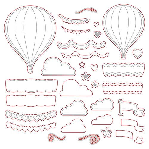 Fünfzackiger Stern Liebe Wolken Herz Heißluftballons Stanzformen und Stempel-Sets für Kartenherstellung DIY Scrapbooking Metall-Stanzformen Übereinstimmung transparente Gummistempel-Sets von Briartw