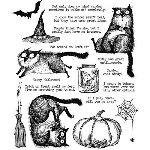 Hallowwen Katzen Fledermaus-Hüte Besen Kürbis-Stempel für Kartengestaltung Spinnennetz Happy Halloween Worte Phrase Klar Gummistempel für DIY Scrapbooking Papier Handwerk Handwerk Scrapbooking Zubehör von Briartw