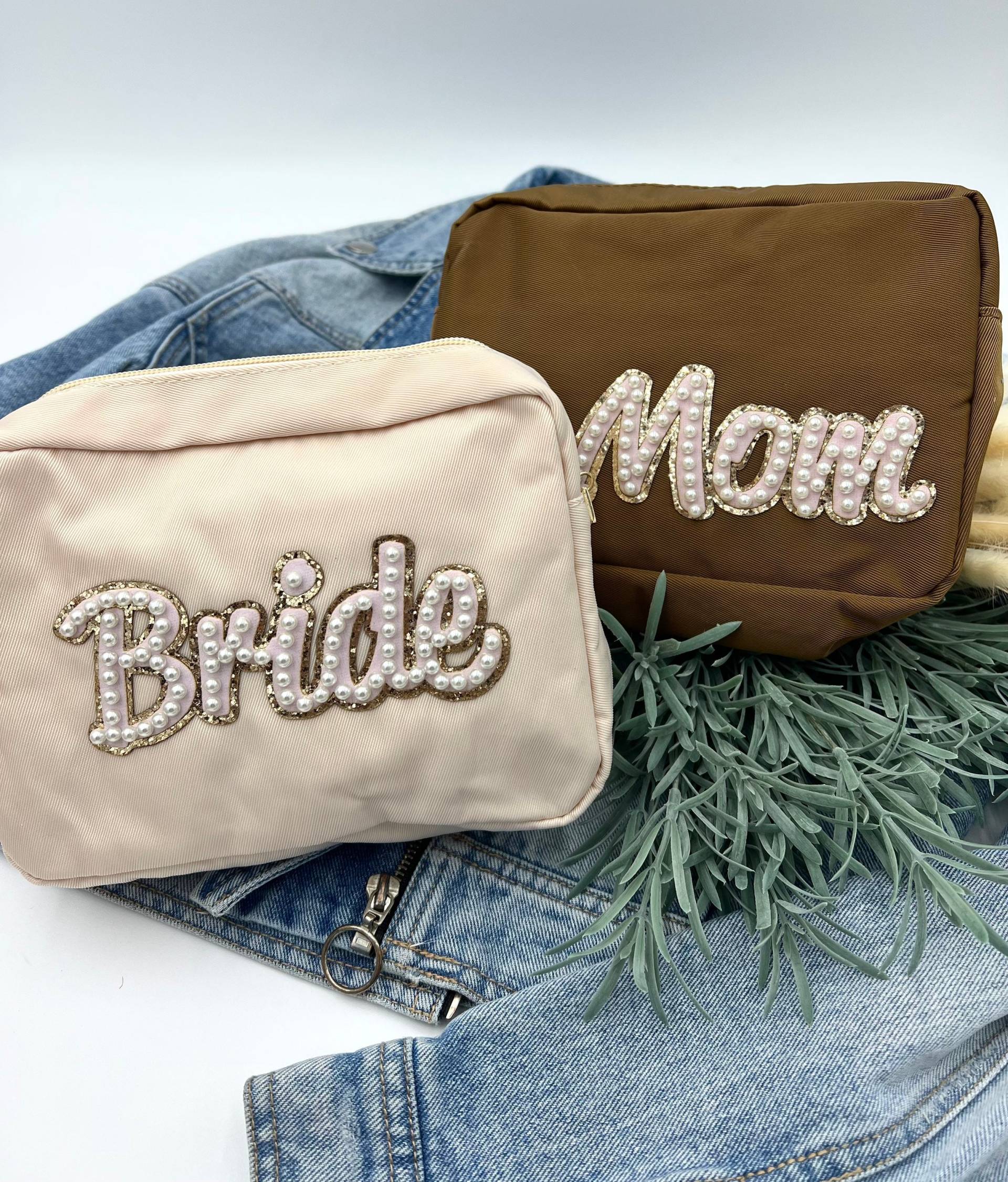 Personalisierte Make-Up-Tasche, Kulturtasche, Brautjungfer Tasche, Vorschlag, Personalisierte Clutch, Kosmetiktasche Beutel, Samt, Leder von BridesFlock