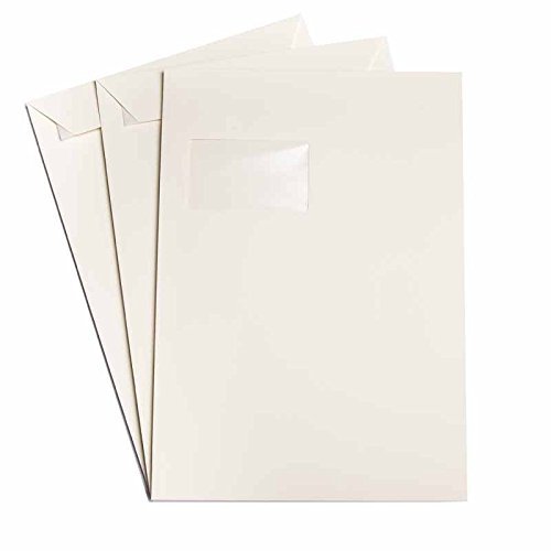 100 Versandtaschen DIN C4 Zart Creme 120 g/m² - 229 x 324 mm 22,9 x 32,4 cm - selbstklebend mit Abziehstreifen - mit Fenster von Briefumschläge24Plus