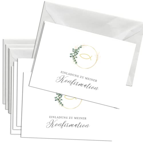 Briefzauber 12x Konfirmation Einladungskarten mit 12x Umschlägen | Set aus Din A6 Konfirmationseinladungen mit Einfüllhilfe | Verfügbar für verschiedene Anlässe | Motiv: Konfirmation - Minimal von Briefzauber