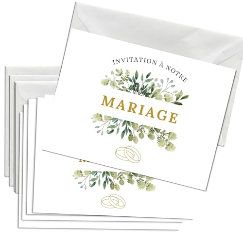 Briefzauber 12x cartes d’invitation mariage + 12x enveloppes | Set DIN A6 avec texte à trous - faire-part de mariage | Pour divers événements | Différents motifs (Mariage - Floral) von Briefzauber