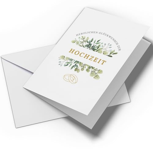 Glückwunschkarte Hochzeit/Trauung/Ehe | Set aus Din-A6 Klappkarte und Umschlag | Karte Hochzeit, Hochzeitskarte, Glückwünsche Hochzeit | (Variante: Hochzeit - Blumig) von Briefzauber