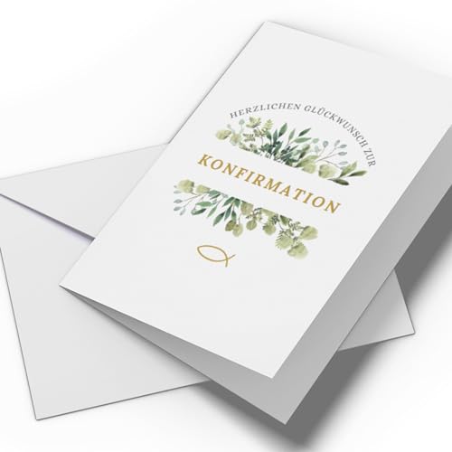 Glückwunschkarte Konfirmation | Set aus Din-A6 Klappkarte & Umschlag | Karte Konfirmation, Konfirmationskarten Jugendliche-Unisex | (Variante: Konfirmation - Blumig) von Briefzauber