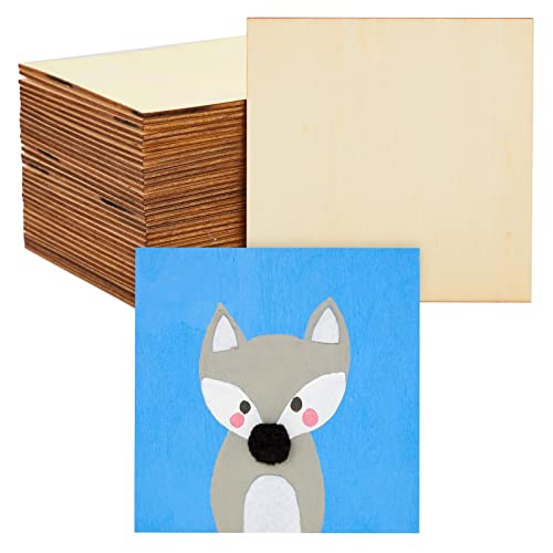 36 Stück Unbehandelte Holzquadrate, Blanko Holzplatten zum Basteln, 12,7 x 12,7 cm, von Bright Creations