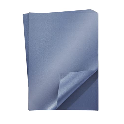 50 Blatt DIN A4 Perglanz-Papier Dunkelblau-Metallic, Bastelpapier mit Perlmutt-Schimmer, 120 g/m² von Bright Creations