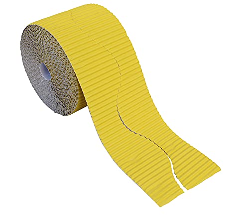 Bright Ideas BI7886 Corrugated Border for School Displays Wellpapp-Rollen, Wellpapier, canary, 10cm x 7.5m von Bright Ideas