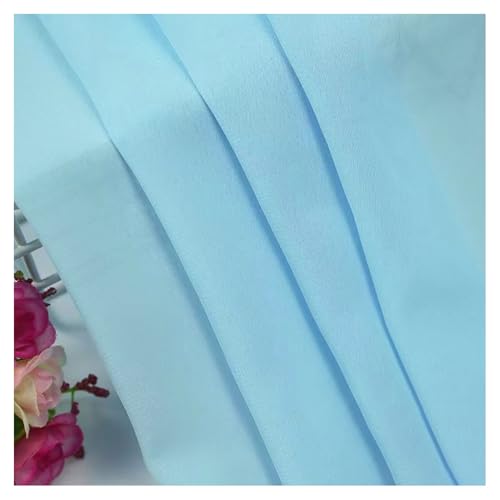 BrightGlow Chiffon-Stoff Meterware Hochzeitsstoffe Chiffon Tischläufer Stoffe zum Nähen Rustikaler Transparenter Stoff Bekleidungsstoffe Deko-Stoff für Hochzeit Party Hellblau 100 X 150CM von BrightGlow