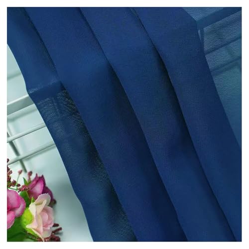 BrightGlow Chiffon-Stoff Meterware Hochzeitsstoffe Chiffon Tischläufer Stoffe zum Nähen Rustikaler Transparenter Stoff Bekleidungsstoffe Deko-Stoff für Hochzeit Party Marineblau 100 X 150CM von BrightGlow