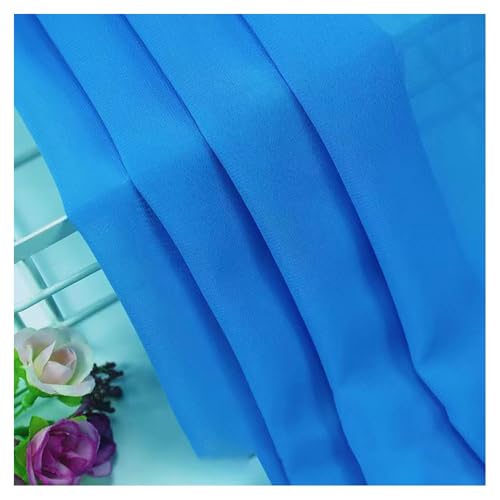 BrightGlow Chiffon-Stoff Meterware Hochzeitsstoffe Chiffon Tischläufer Stoffe zum Nähen Rustikaler Transparenter Stoff Bekleidungsstoffe Deko-Stoff für Hochzeit Party Seeblau 100 X 150CM von BrightGlow