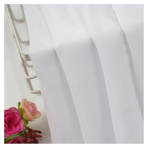 BrightGlow Chiffon-Stoff Meterware Hochzeitsstoffe Chiffon Tischläufer Stoffe zum Nähen Rustikaler Transparenter Stoff Bekleidungsstoffe Deko-Stoff für Hochzeit Party Weiß 100 X 150CM von BrightGlow