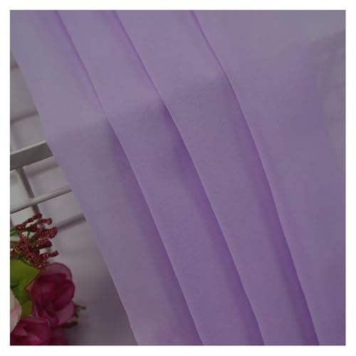 BrightGlow Chiffon-Stoff Meterware Hochzeitsstoffe Chiffon Tischläufer Stoffe zum Nähen Rustikaler Transparenter Stoff Bekleidungsstoffe Deko-Stoff für Hochzeit Party violett 100 X 150CM von BrightGlow