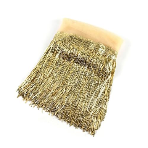 BrightGlow Fransenborte zum Nähen Pailletten-Ketten-Fransenborte 30CM Breite Trim Fransenband von The Yard Tanzfransen Pailletten Fransen Besatz für DIY Handwerk Kleidung Golden 1 Yard von BrightGlow