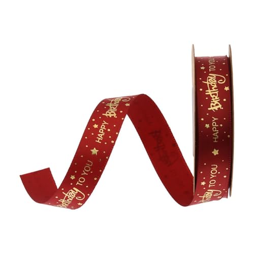 BrightGlow Geschenkband Deko Schleifenband Ribbon Stoffband zum Basteln Geburtstag Seidenband Happy Birthday Satinband für Geschenkverpackung Party DIY Handwerk Dekor 15mm Rot 30 Yards von BrightGlow