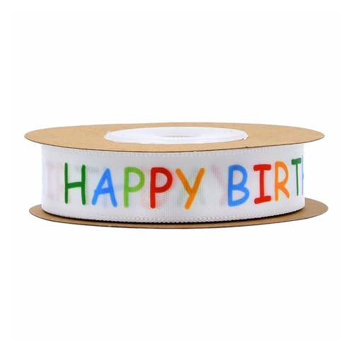 BrightGlow Happy Birthday Satinband Geschenkband für Geburtstag Dekoband Schleifenband Stoffband zum Basteln Satinband Bänder für Geschenkverpackung Party DIY Handwerk Dekor 15mm #1 10Yards von BrightGlow