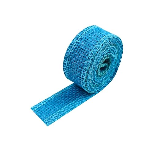 BrightGlow Juteband Sackleinen Band Mesh Juteband Jute-Netzbänder zum Basteln Retro Geschenk Dekoband Juteband Burlap Geschenkband Stoffband Bastelband für Heimwerken DIY Handwerk Blau 25mm X 10M von BrightGlow