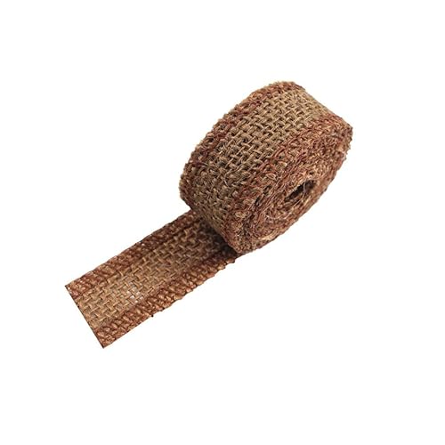 BrightGlow Juteband Sackleinen Band Mesh Juteband Jute-Netzbänder zum Basteln Retro Geschenk Dekoband Juteband Burlap Geschenkband Stoffband Bastelband für Heimwerken DIY Handwerk Curry 25mm X 10M von BrightGlow