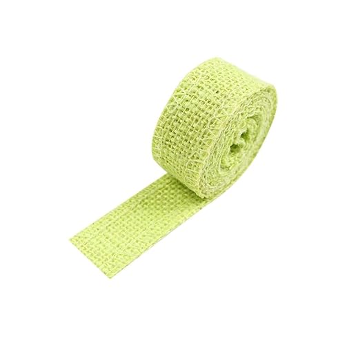 BrightGlow Juteband Sackleinen Band Mesh Juteband Jute-Netzbänder zum Basteln Retro Geschenk Dekoband Juteband Burlap Geschenkband Stoffband Bastelband für Heimwerken DIY Handwerk Hellgrün 25mm X 10M von BrightGlow