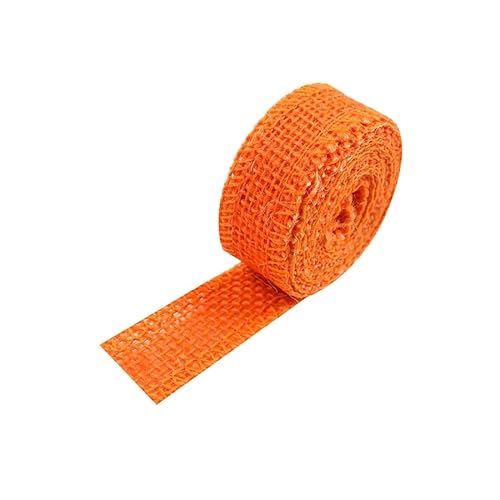 BrightGlow Juteband Sackleinen Band Mesh Juteband Jute-Netzbänder zum Basteln Retro Geschenk Dekoband Juteband Burlap Geschenkband Stoffband Bastelband für Heimwerken DIY Handwerk Orange 25mm X 10M von BrightGlow