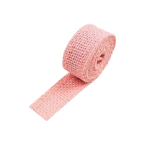 BrightGlow Juteband Sackleinen Band Mesh Juteband Jute-Netzbänder zum Basteln Retro Geschenk Dekoband Juteband Burlap Geschenkband Stoffband Bastelband für Heimwerken DIY Handwerk Rosa 25mm X 10M von BrightGlow