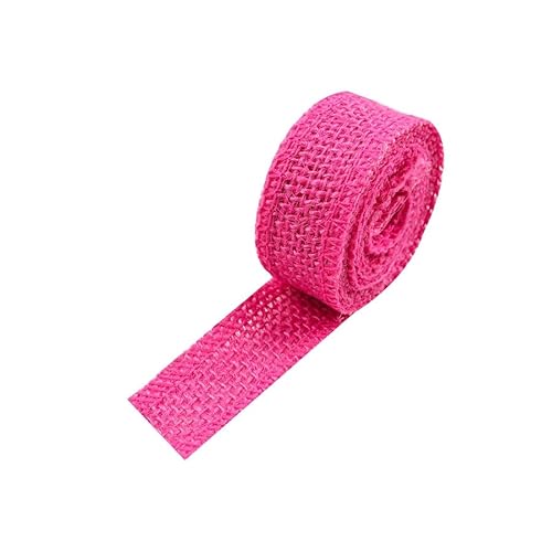 BrightGlow Juteband Sackleinen Band Mesh Juteband Jute-Netzbänder zum Basteln Retro Geschenk Dekoband Juteband Burlap Geschenkband Stoffband Bastelband für Heimwerken DIY Handwerk Rosa1# 25mm X 10M von BrightGlow