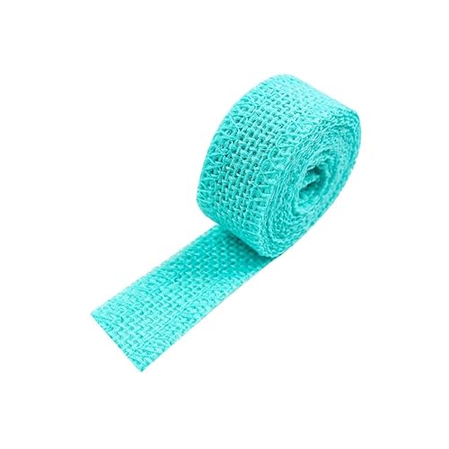 BrightGlow Juteband Sackleinen Band Mesh Juteband Jute-Netzbänder zum Basteln Retro Geschenk Dekoband Juteband Burlap Geschenkband Stoffband Bastelband für Heimwerken DIY Handwerk Seeblau 25mm X 10M von BrightGlow