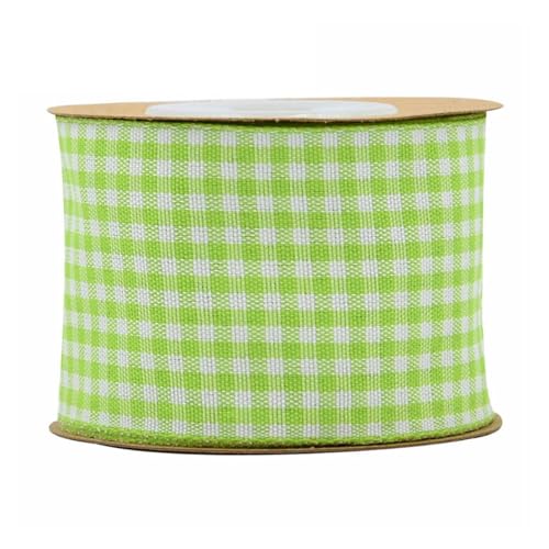 BrightGlow Karoband 5 M Weihnachten Geschenkband Gingham Band Weihnachtsbänder zum Basteln Plaid Ribbon Dekoband Kariertes Band für Geschenk DIY Bastelkuchen Weihnachten Party Deko Hellgrün 38mm von BrightGlow