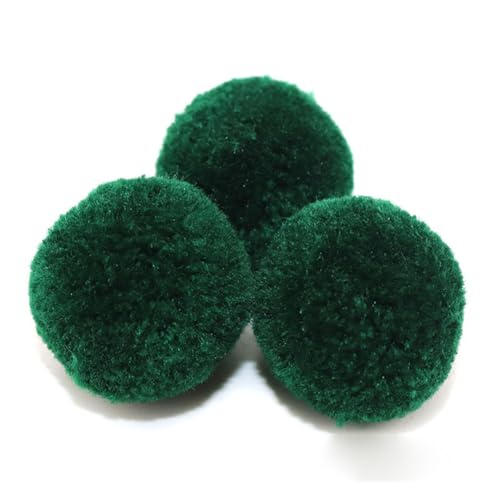 BrightGlow Kunstfell-Bälle 30 Stück Kleine Kunstfell Bommel Pompons Weiche Pompons zum Basteln DIY Pom Pom Bälle Flauschigen Plüsch Bälle Kunstfell-Pom-Poms für Mützen Beanies Dunkelgrün 15mm von BrightGlow