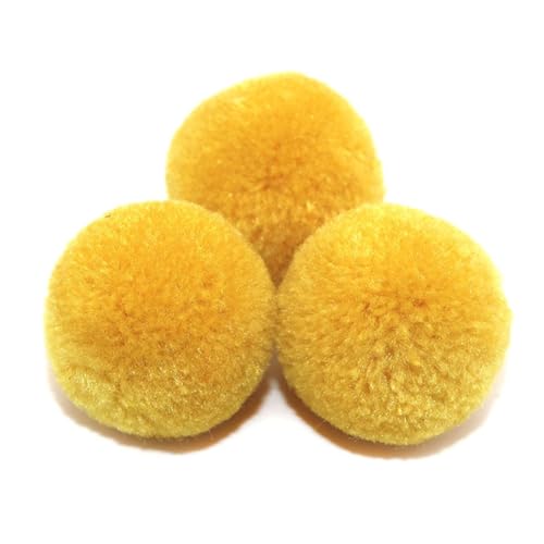 BrightGlow Kunstfell-Bälle 30 Stück Kleine Kunstfell Bommel Pompons Weiche Pompons zum Basteln DIY Pom Pom Bälle Flauschigen Plüsch Bälle Kunstfell-Pom-Poms für Mützen Beanies Goldgelb 15mm von BrightGlow