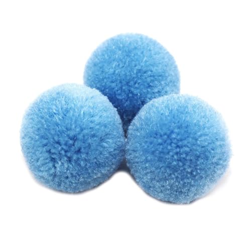 BrightGlow Kunstfell-Bälle 30 Stück Kleine Kunstfell Bommel Pompons Weiche Pompons zum Basteln DIY Pom Pom Bälle Flauschigen Plüsch Bälle Kunstfell-Pom-Poms für Mützen Beanies Himmelblau 15mm von BrightGlow