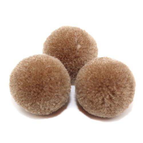 BrightGlow Kunstfell-Bälle 30 Stück Kleine Kunstfell Bommel Pompons Weiche Pompons zum Basteln DIY Pom Pom Bälle Flauschigen Plüsch Bälle Kunstfell-Pom-Poms für Mützen Beanies Khaki 15mm von BrightGlow