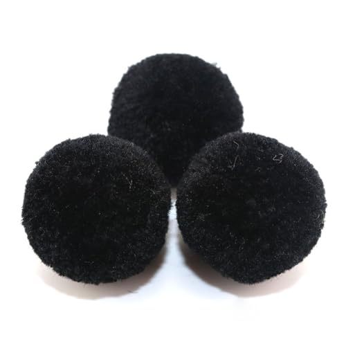 BrightGlow Kunstfell-Bälle 30 Stück Kleine Kunstfell Bommel Pompons Weiche Pompons zum Basteln DIY Pom Pom Bälle Flauschigen Plüsch Bälle Kunstfell-Pom-Poms für Mützen Beanies Schwarz 15mm von BrightGlow