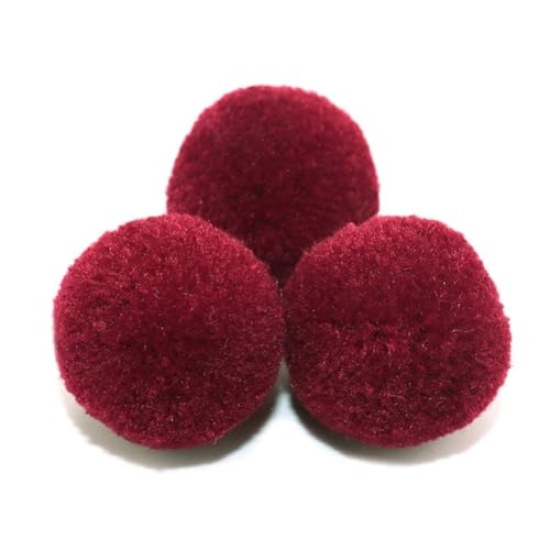 BrightGlow Kunstfell-Bälle 30 Stück Kleine Kunstfell Bommel Pompons Weiche Pompons zum Basteln DIY Pom Pom Bälle Flauschigen Plüsch Bälle Kunstfell-Pom-Poms für Mützen Beanies Weinrot 15mm von BrightGlow