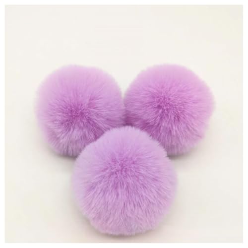 BrightGlow Kunstfell Pompon 8cm Weiche Pompons zum Basteln Groß Pom Pom Bälle Fellbommel Kunstfell-Pom-Poms DIY Pom Pom Bälle Kaninchenfell Bommel für Mützen Beanies Tasche #1Lila 10 Stück von BrightGlow