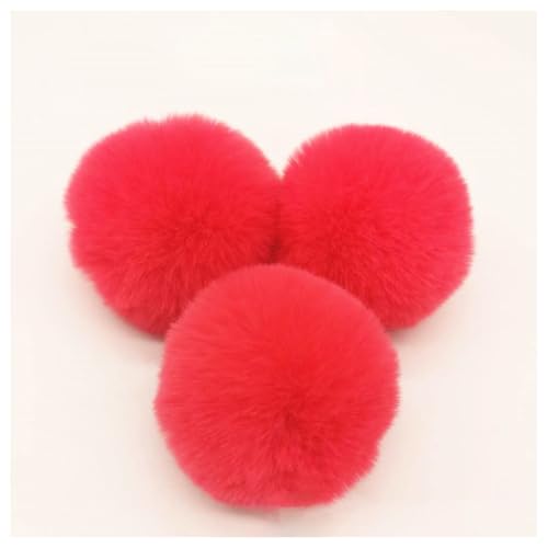 BrightGlow Kunstfell Pompon 8cm Weiche Pompons zum Basteln Groß Pom Pom Bälle Fellbommel Kunstfell-Pom-Poms DIY Pom Pom Bälle Kaninchenfell Bommel für Mützen Beanies Tasche #1Rot 30 Stück von BrightGlow