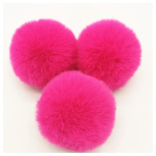 BrightGlow Kunstfell Pompon 8cm Weiche Pompons zum Basteln Groß Pom Pom Bälle Fellbommel Kunstfell-Pom-Poms DIY Pom Pom Bälle Kaninchenfell Bommel für Mützen Beanies Tasche #3Rosa 10 Stück von BrightGlow