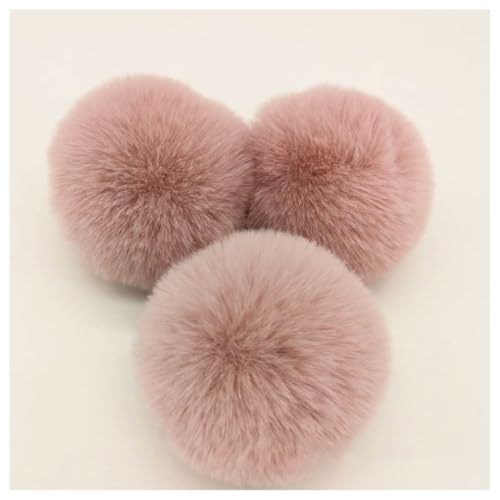 BrightGlow Kunstfell Pompon 8cm Weiche Pompons zum Basteln Groß Pom Pom Bälle Fellbommel Kunstfell-Pom-Poms DIY Pom Pom Bälle Kaninchenfell Bommel für Mützen Beanies Tasche #4Rosa 10 Stück von BrightGlow