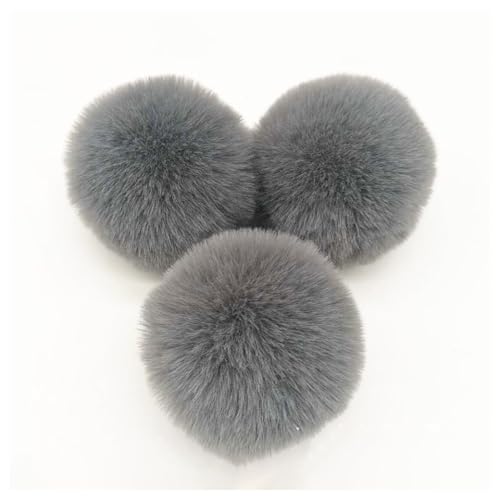 BrightGlow Kunstfell Pompon 8cm Weiche Pompons zum Basteln Groß Pom Pom Bälle Fellbommel Kunstfell-Pom-Poms DIY Pom Pom Bälle Kaninchenfell Bommel für Mützen Beanies Tasche Dunkelgrau 10 Stück von BrightGlow