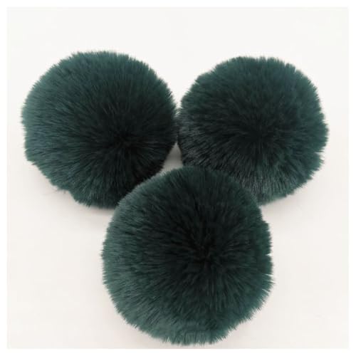 BrightGlow Kunstfell Pompon 8cm Weiche Pompons zum Basteln Groß Pom Pom Bälle Fellbommel Kunstfell-Pom-Poms DIY Pom Pom Bälle Kaninchenfell Bommel für Mützen Beanies Tasche Dunkelgrün 20 Stück von BrightGlow