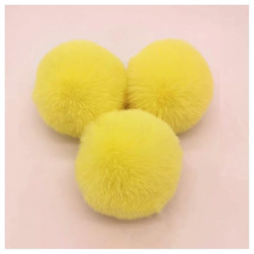 BrightGlow Kunstfell Pompon 8cm Weiche Pompons zum Basteln Groß Pom Pom Bälle Fellbommel Kunstfell-Pom-Poms DIY Pom Pom Bälle Kaninchenfell Bommel für Mützen Beanies Tasche Gelb 10 Stück von BrightGlow