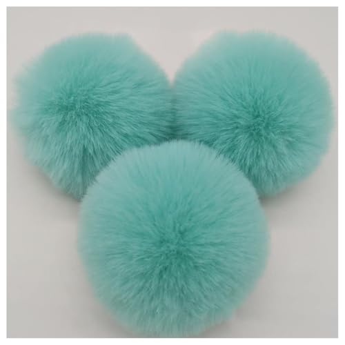 BrightGlow Kunstfell Pompon 8cm Weiche Pompons zum Basteln Groß Pom Pom Bälle Fellbommel Kunstfell-Pom-Poms DIY Pom Pom Bälle Kaninchenfell Bommel für Mützen Beanies Tasche Hellgrün 10 Stück von BrightGlow