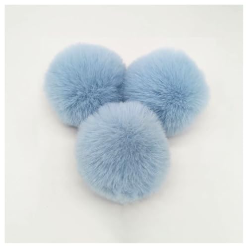 BrightGlow Kunstfell Pompon 8cm Weiche Pompons zum Basteln Groß Pom Pom Bälle Fellbommel Kunstfell-Pom-Poms DIY Pom Pom Bälle Kaninchenfell Bommel für Mützen Beanies Tasche Himmelblau 10 Stück von BrightGlow